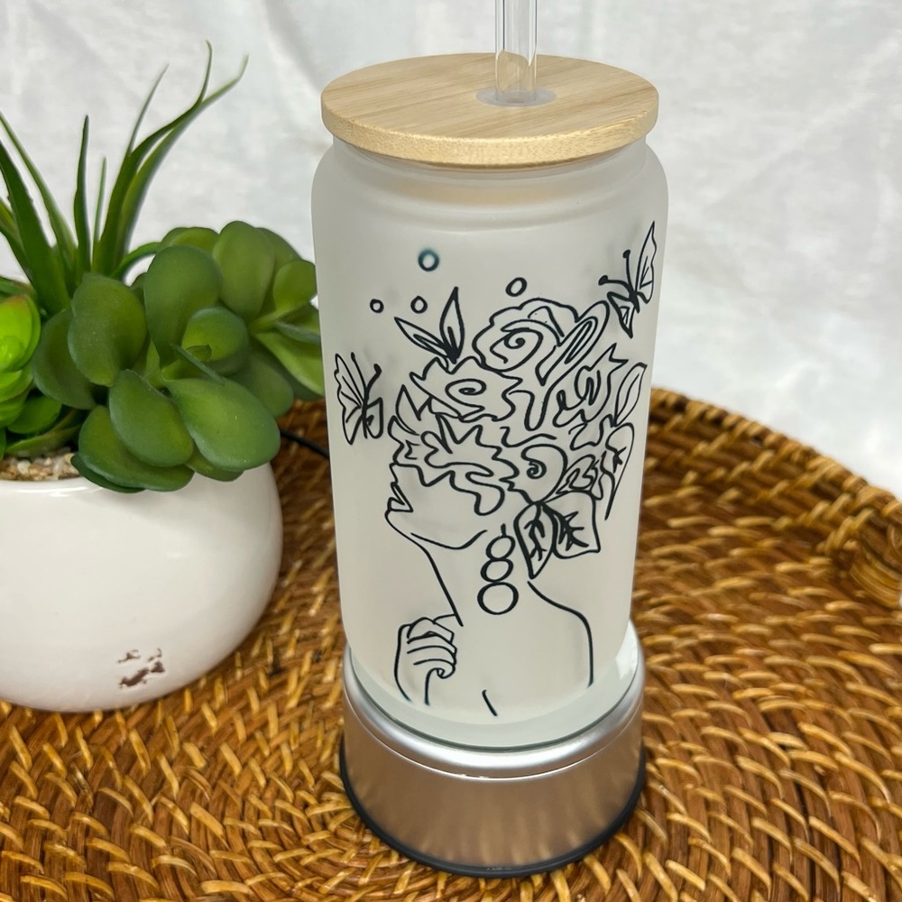 Woman Beer Glass Can